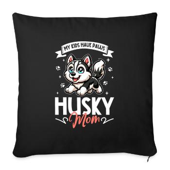 Maman husky de Sibérie - Housse de coussin décorative 45 x 45 cm - noir - Devant