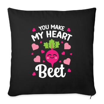 Beetroot Relationship Saying You Make My Heart Beet - Sofa pillowcase 17,3'' x 17,3'' (45 x 45 cm) - black - Front