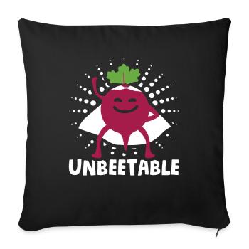Beetroot vegetables for vegans Saying: Unbeetable - Sofa pillowcase 17,3'' x 17,3'' (45 x 45 cm) - black - Front