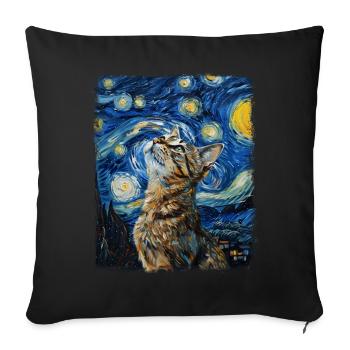 Tabby Cat Orange Cat Starry Night Painting - Sofa pillowcase 17,3'' x 17,3'' (45 x 45 cm) - black - Front