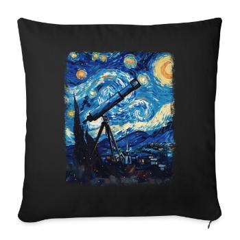 télescope astronomie système solaire nuit étoilée mâle - Housse de coussin décorative 45 x 45 cm - noir - Devant