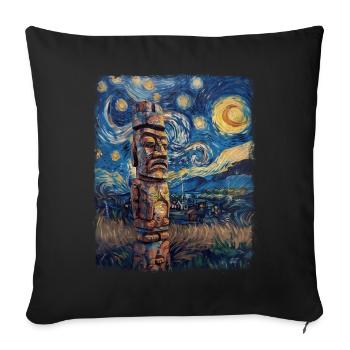 Tiki Luau Hawaiian Hawaii Tiki Maske Sternennacht - Sofakissenbezug 45 x 45 cm - Schwarz - Vorne