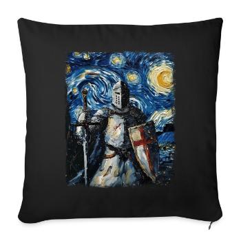 Templar Knight Cross Starry Night Painting - Sofa pillowcase 17,3'' x 17,3'' (45 x 45 cm) - black - Front