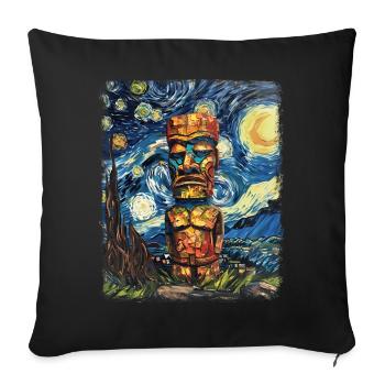 Tiki Luau Hawaiian Hawaiian Tiki Mask Starry Night - Sofa pillowcase 17,3'' x 17,3'' (45 x 45 cm) - black - Front