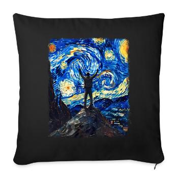 Trekking Mountaineering Hiking Starry Night Painting - Sofa pillowcase 17,3'' x 17,3'' (45 x 45 cm) - black - Front