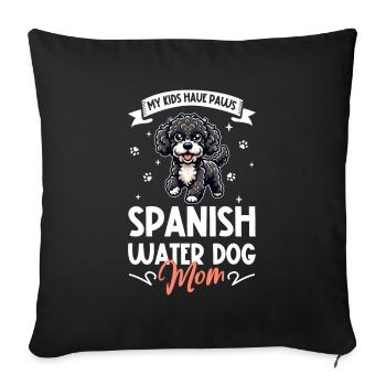 Maman chien d’eau espagnol - Housse de coussin décorative 45 x 45 cm - noir - Devant