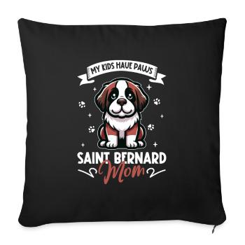 Maman Saint-Bernard - Housse de coussin décorative 45 x 45 cm - noir - Devant
