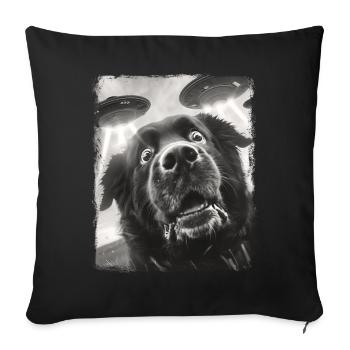 Terre-Neuve chien chien OVNI Alien Alien S - Housse de coussin décorative 45 x 45 cm - noir - Devant