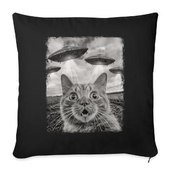 Orange Cat Tabby Cat UFO Alien Alien - Sofa pillowcase 17,3'' x 17,3'' (45 x 45 cm) - black - Front