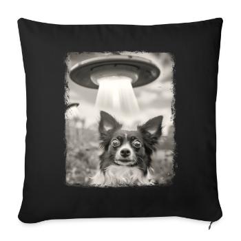 Papillon chien OVNI Alien Alien Selfie - Housse de coussin décorative 45 x 45 cm - noir - Devant