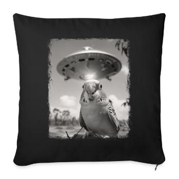 Perruche Budgie OVNI Alien Alien - Housse de coussin décorative 45 x 45 cm - noir - Devant