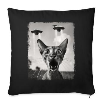Oriental Shorthair Cat UFO Alien Alien - Sofa pillowcase 17,3'' x 17,3'' (45 x 45 cm) - black - Front