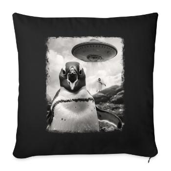 Penguin Penguins UFO Alien Alien Selfie - Sofa pillowcase 17,3'' x 17,3'' (45 x 45 cm) - black - Front
