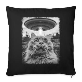 Persian Cat UFO Alien Alien Selfie - Sofa pillowcase 17,3'' x 17,3'' (45 x 45 cm) - black - Front