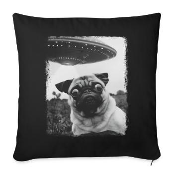 Carlin Chien OVNI Alien Alien Selfie - Housse de coussin décorative 45 x 45 cm - noir - Devant