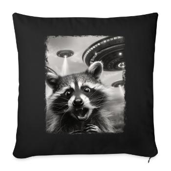 Waschbär Opossum Straße Katze UFO Alien Außerirdis - Sofakissenbezug 45 x 45 cm - Schwarz - Vorne
