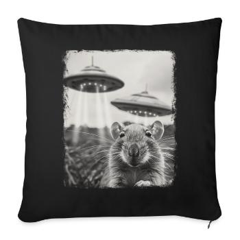 Rat Mouse UFO Alien Alien Selfie - Sofa pillowcase 17,3'' x 17,3'' (45 x 45 cm) - black - Front