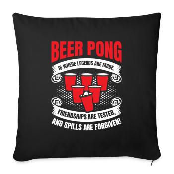 Beer Pong Amitié Beer Pong Équipe Beer Party - Housse de coussin décorative 45 x 45 cm - noir - Devant
