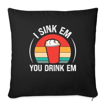 Vintage Beer Pong Retro Beer Drinking Gift - Sofa pillowcase 17,3'' x 17,3'' (45 x 45 cm) - black - Front
