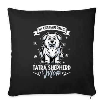 Polski Owczarek Podhalanski Mama - Sofa pillowcase 17,3'' x 17,3'' (45 x 45 cm) - black - Front