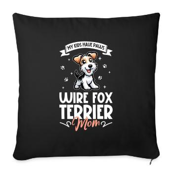 Drahthaar-Foxterrier Mama - Sofakissenbezug 45 x 45 cm - Schwarz - Vorne