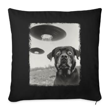 Rottweiler chien OVNI Alien Alien Selfie - Housse de coussin décorative 45 x 45 cm - noir - Devant