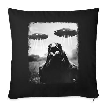 corbeau, corbeau, oiseau, OVNI, extraterrestre, selfie - Housse de coussin décorative 45 x 45 cm - noir - Devant