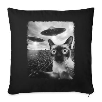 Siamese Cat UFO Alien Alien Selfie - Sofa pillowcase 17,3'' x 17,3'' (45 x 45 cm) - black - Front