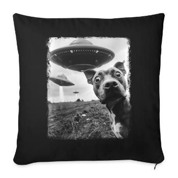 Staffordshire Bull Terrier Chien OVNI Alien - Housse de coussin décorative 45 x 45 cm - noir - Devant