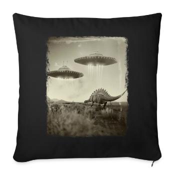 Stegosaurus Dinosaurier UFO Alien Außerirdischer S - Sofakissenbezug 45 x 45 cm - Schwarz - Vorne