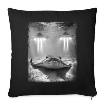 Stingray Manta Ray UFO Alien Außerirdischer Selfie - Sofakissenbezug 45 x 45 cm - Schwarz - Vorne