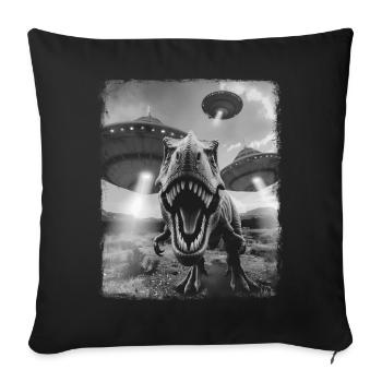 T-Rex Dinosaure Tyrannosaure Rex OVNI Außerirdis - Housse de coussin décorative 45 x 45 cm - noir - Devant