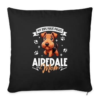 Maman Airedale Terrier - Housse de coussin décorative 45 x 45 cm - noir - Devant