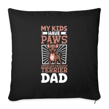 American Hairless Terrier Dad - Sofa pillowcase 17,3'' x 17,3'' (45 x 45 cm) - black - Front