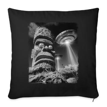 Tiki Luau Tiki Maske UFO Alien Außerirdischer Self - Sofakissenbezug 45 x 45 cm - Schwarz - Vorne