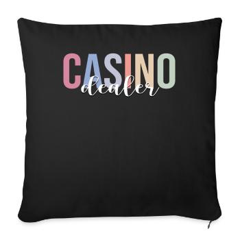 Casino Croupier Poker Jeux d’argent - Housse de coussin décorative 45 x 45 cm - noir - Devant