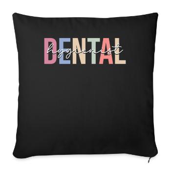 Dentalhygieniker Zahnärztliche Assistentin - Sofakissenbezug 45 x 45 cm - Schwarz - Vorne