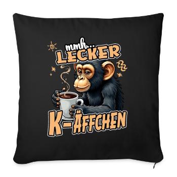 Mmh... Yummy K-Monkey Singe de café drôle - Housse de coussin décorative 45 x 45 cm - noir - Devant