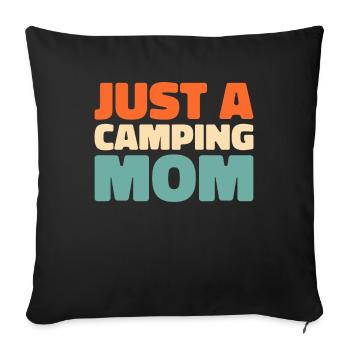 Tent Camping Camping Just A Camping Mom - Sofa pillowcase 17,3'' x 17,3'' (45 x 45 cm) - black - Front