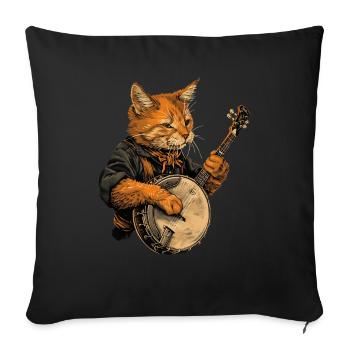 Abessinierkatze Bluegrass-Banjo-Spieler - Sofakissenbezug 45 x 45 cm - Schwarz - Vorne