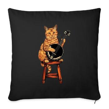 Abessinierkatze Bluegrass-Banjo-Spieler - Sofakissenbezug 45 x 45 cm - Schwarz - Vorne