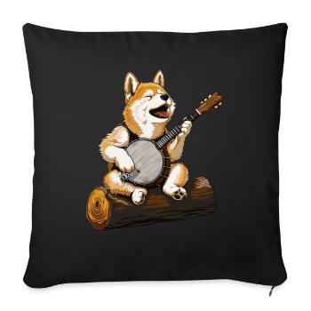 Akita Dog Bluegrass Banjo Player - Sofa pillowcase 17,3'' x 17,3'' (45 x 45 cm) - black - Front