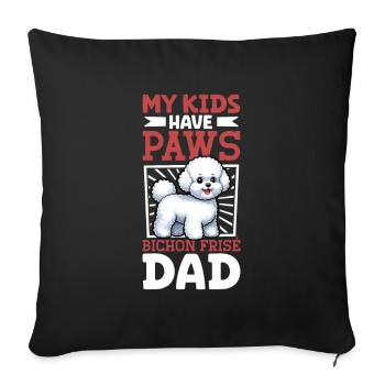 Bichon Frisé Papa - Housse de coussin décorative 45 x 45 cm - noir - Devant