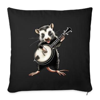Opossum Possum Street Cat Joueur de banjo bluegrass - Housse de coussin décorative 45 x 45 cm - noir - Devant