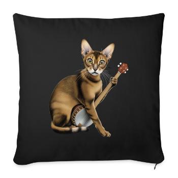 Oriental Shorthair Cat Bluegrass Banjo Games - Sofa pillowcase 17,3'' x 17,3'' (45 x 45 cm) - black - Front