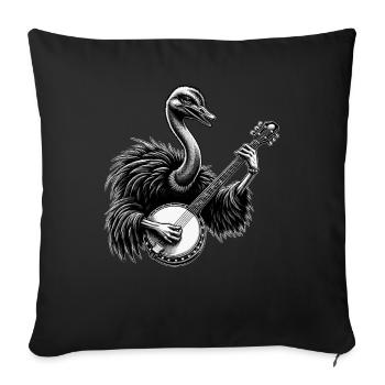 Ostrich Animal Bluegrass Banjo Player - Sofa pillowcase 17,3'' x 17,3'' (45 x 45 cm) - black - Front