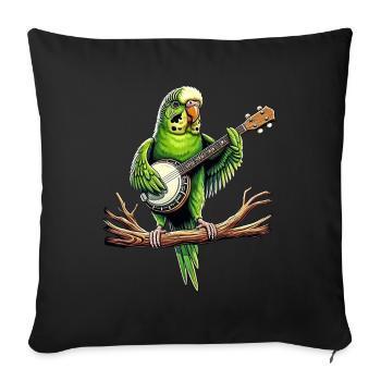 Budgie Budgie Parrot Bluegrass Banj - Sofa pillowcase 17,3'' x 17,3'' (45 x 45 cm) - black - Front