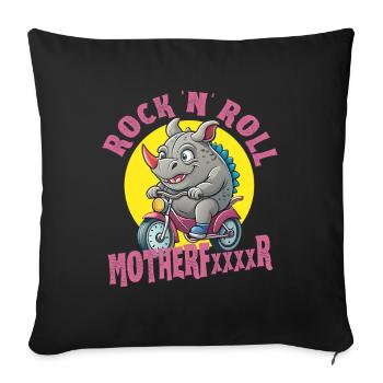 Rock 'N' Roll Rhino Riding Bike Funny Adult Humor - Sofa pillowcase 17,3'' x 17,3'' (45 x 45 cm) - black - Front