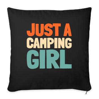 Tente Camping Camping Just A Camping Girl - Housse de coussin décorative 45 x 45 cm - noir - Devant
