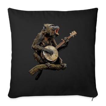 Baboon Monkey Bluegrass Banjo Player - Sofa pillowcase 17,3'' x 17,3'' (45 x 45 cm) - black - Front